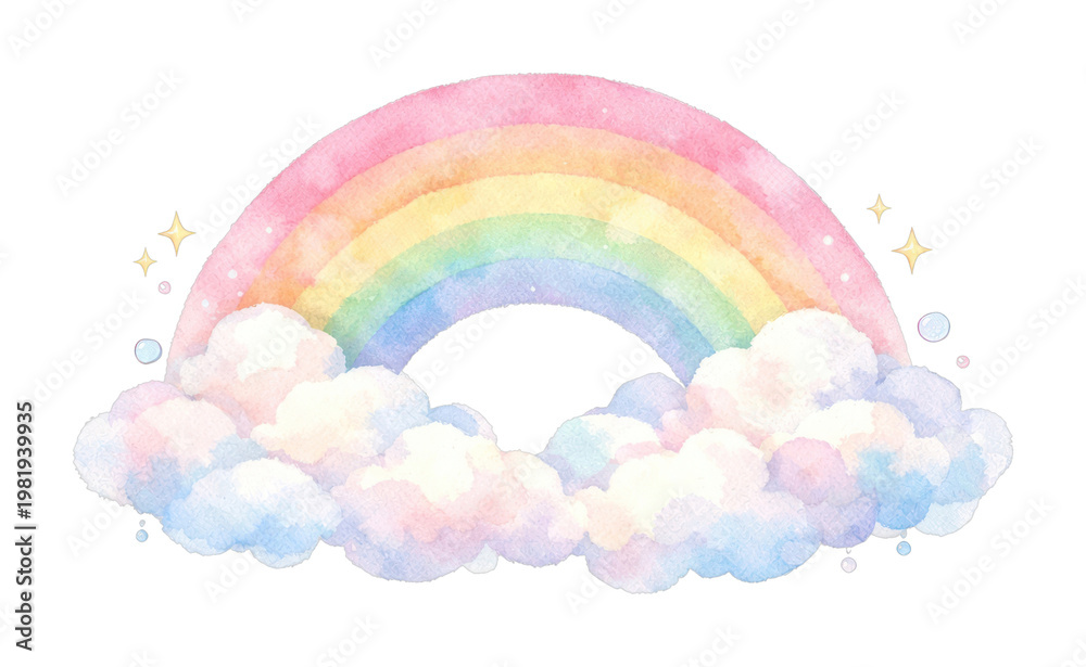 Obraz premium Whimsical watercolor rainbow illustration.