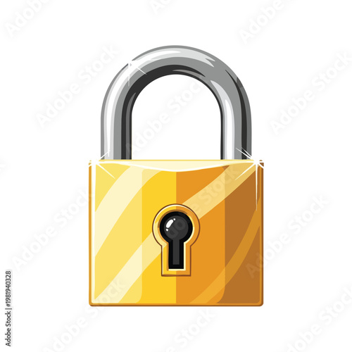 Close Up of a Modern Gold and Silver Padlock for Security and Safety