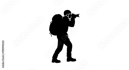 Silhouette of a Photographer Walking.