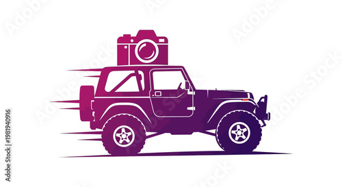 Jeep with camera on top moving.