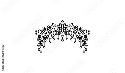Minimal garland outline icon vector symbol with floral decoration for festival and event UI design