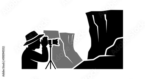 Man looking through a binocular.