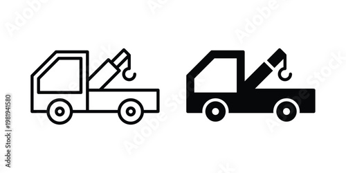 Tow truck icon vector logo. icons in solid, editable strokes.