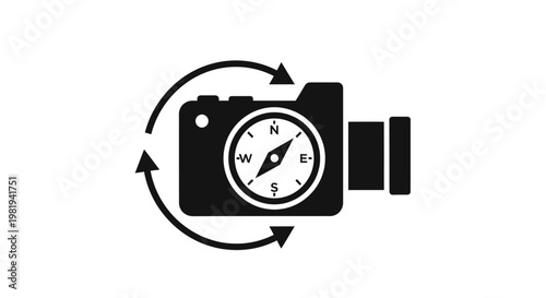 Camera with compass on dial.