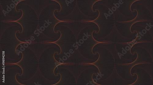 Dark Geometric Ripple Tessellation with Red Highlight Abstract Design.