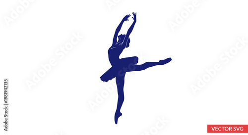 Elegant Ballet Dancer Silhouette in Dynamic Pose