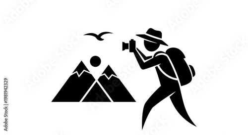 Man taking photo with camera outdoors.