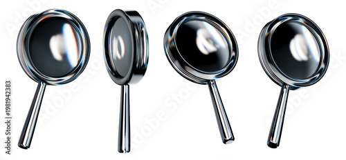 Φωτογραφία Abstract 3D transparent glass magnifying glasses with rainbow scattering