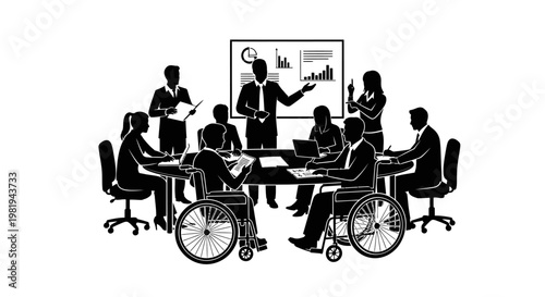 Diverse group of business people meeting.