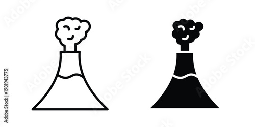 Volcano eruption icon vector logo. icons in solid, editable strokes.