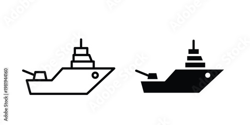 Warship icon vector logo. icons in solid, editable strokes.