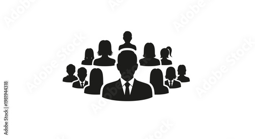 Businessman leading a group of people.