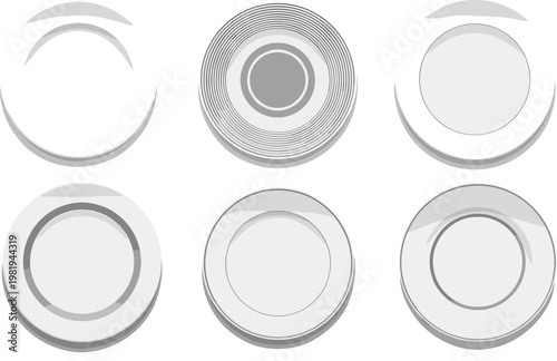 Plate Collection Set with Various Designs for Kitchenware, Tableware, and Dining Illustrations