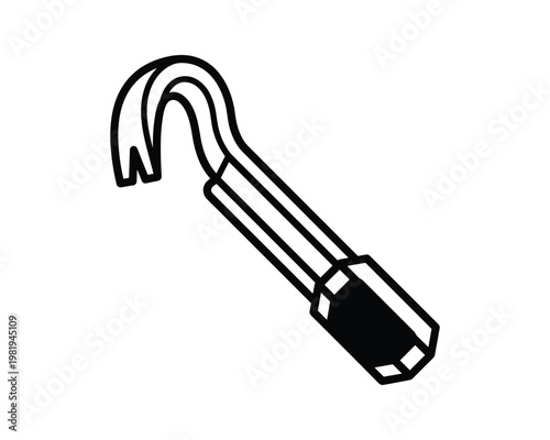 Crowbar vector illustration line art. Outline symbol. Construction tool.