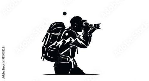 Man taking photo with camera equipment.