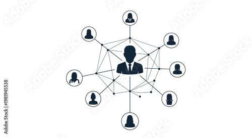 Businessman connected to other people.