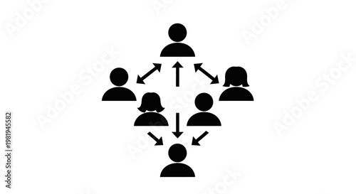 Black icons of people networking together.