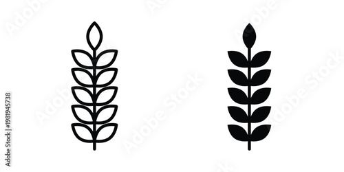 Wheat grain icon vector logo. icons in solid, editable strokes.