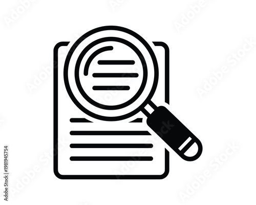Document with magnifying glass for search and review