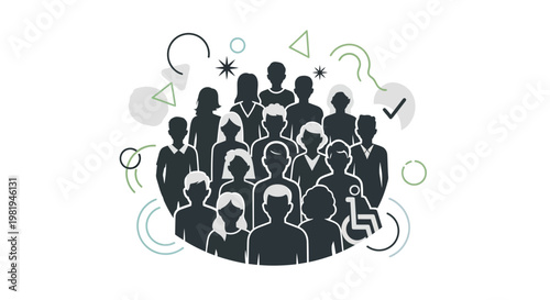 Diverse Group of People Silhouette Illustration.