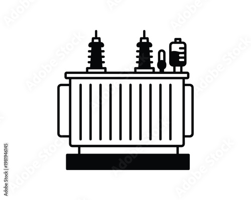 Electrical transformer vector icon black and white