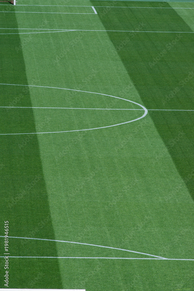 Fototapeta premium High-Resolution International-Standard Football Pitch with Contrasting Striped Turf for Background Use