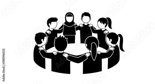 Diverse group of people holding hands.