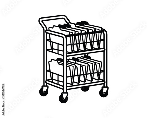 File cart vector illustration, document cart, file trolley