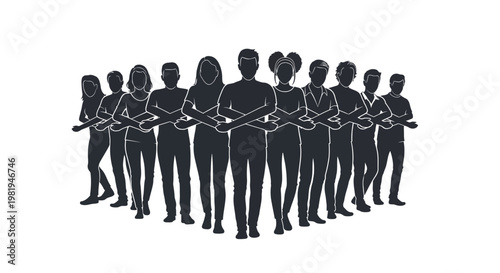 Group of women standing together united.