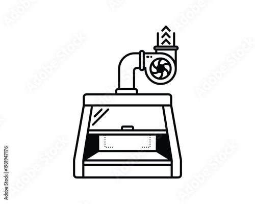 Fume hood with exhaust system vector illustration