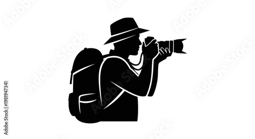 Photographer taking pictures with camera.