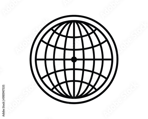 Globe Grid Vector Icon: Geographic coordinate grid illustration