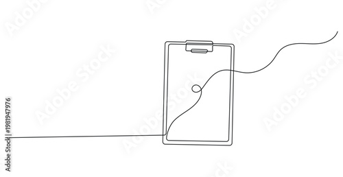 Modern outline of a medical or office clipboard with paper in continuous line