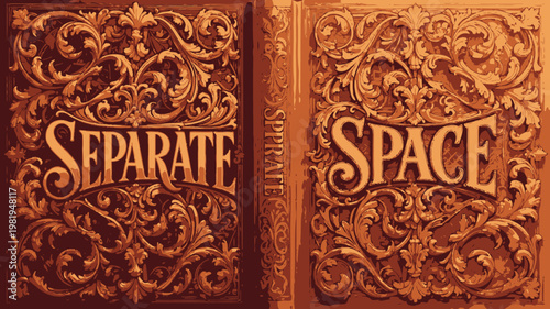 Ornate carved wooden panels feature the words "Separate" and "Space" in a decorative font.