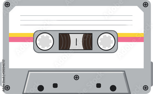 Vintage Cassette Tape Illustration for Music, Retro, and Audio Design