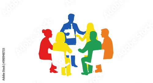 Diverse group of people meeting together.