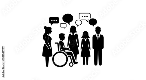 Diverse group of people communicating.