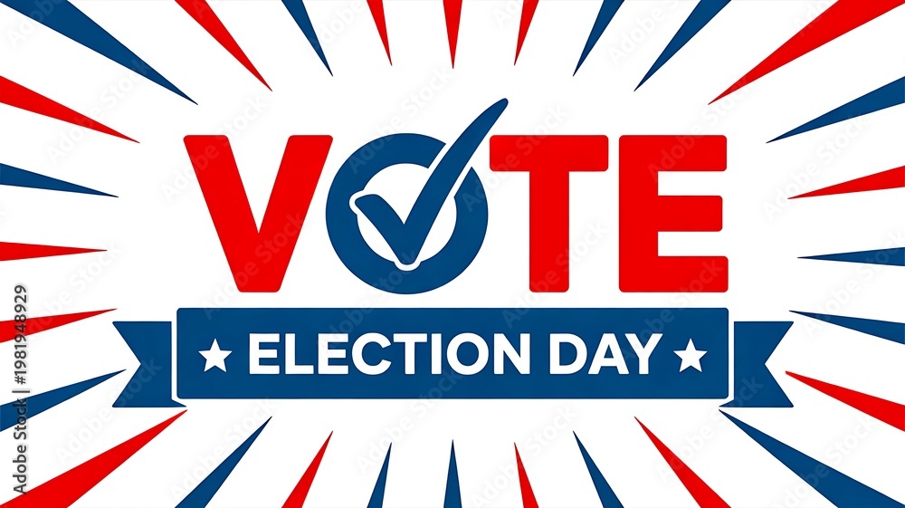 Fototapeta premium Vote election day concept with ballot checkmark patriotic colors and political campaign design