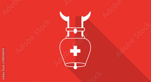 Medicine bottle icon with cross symbol.