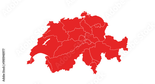 Switzerland country map silhouette in red.