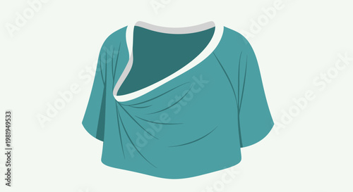 Turquoise cropped top with white trim.
