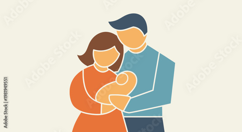 Parents Caring For Newborn Baby Together.