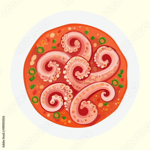 Foto Spicy octopus stew with vegetables in a bowl for delicious korean seafood meal a