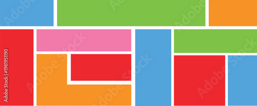 A colorful composition of rectangles in various sizes and orientations