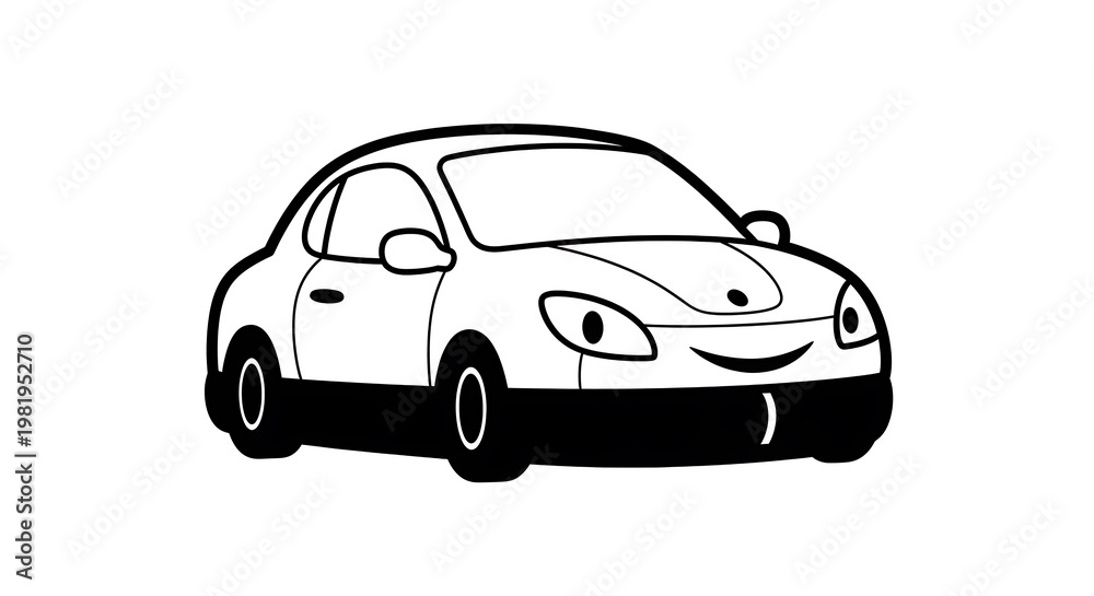 Fototapeta premium Black and white car illustration.