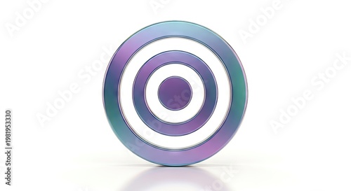 3D Glossy Iridescent Target Icon Isolated on White Background for Business Strategy and Goal Achievement Concepts