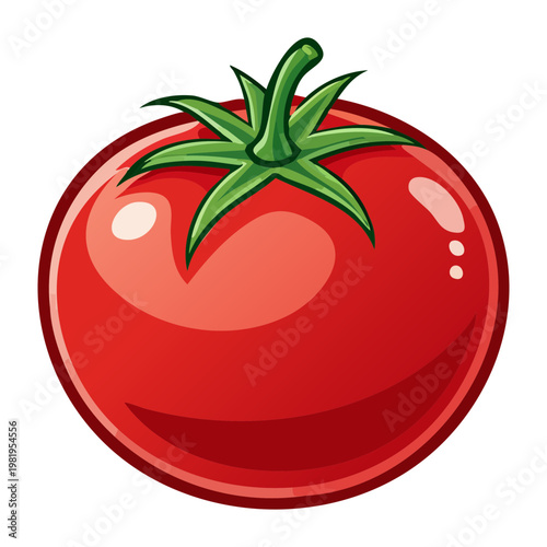 Ripe red tomato for fresh salad and healthy organic vegetable nutrition in various cooking and recipes - Vector Illustration