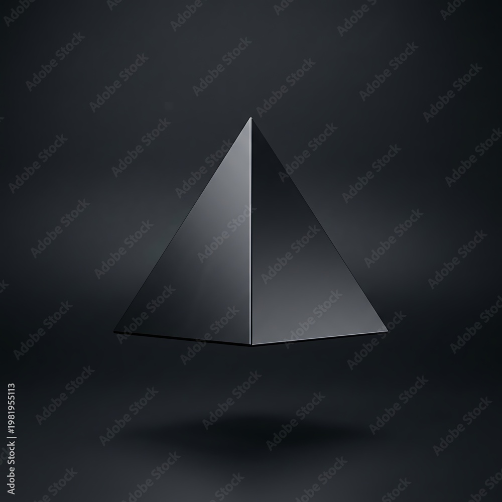 Fototapeta premium 3D geometric illustration of an abstract triangle background featuring a glass prism shape and metal pyramid design for a modern business concept vector