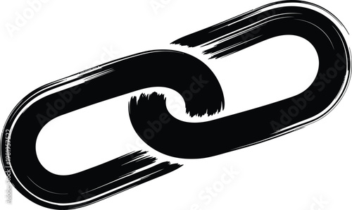 Abstract black chain link graphic with brush stroke texture
