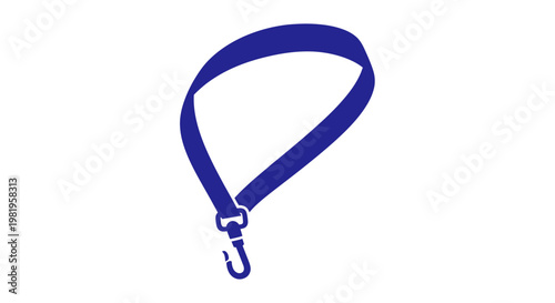 Blue Lanyard with Metal Clasp on White Background, Simple Design